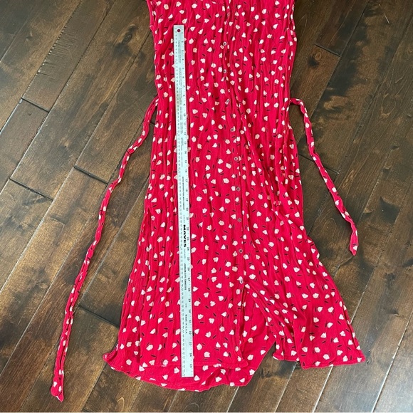 Billabong Little Flirt Red Floral Print Button Down Midi Dress Sz L Summer Beach - Picture 3 of 15